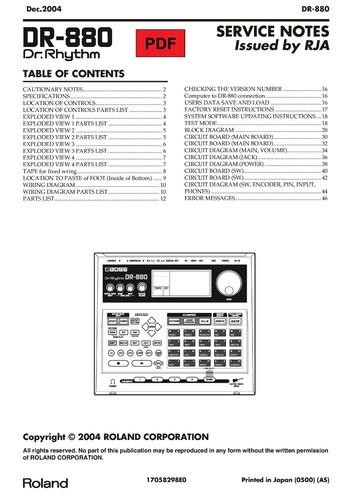 Boss 880 service manual - dr-880, mit
